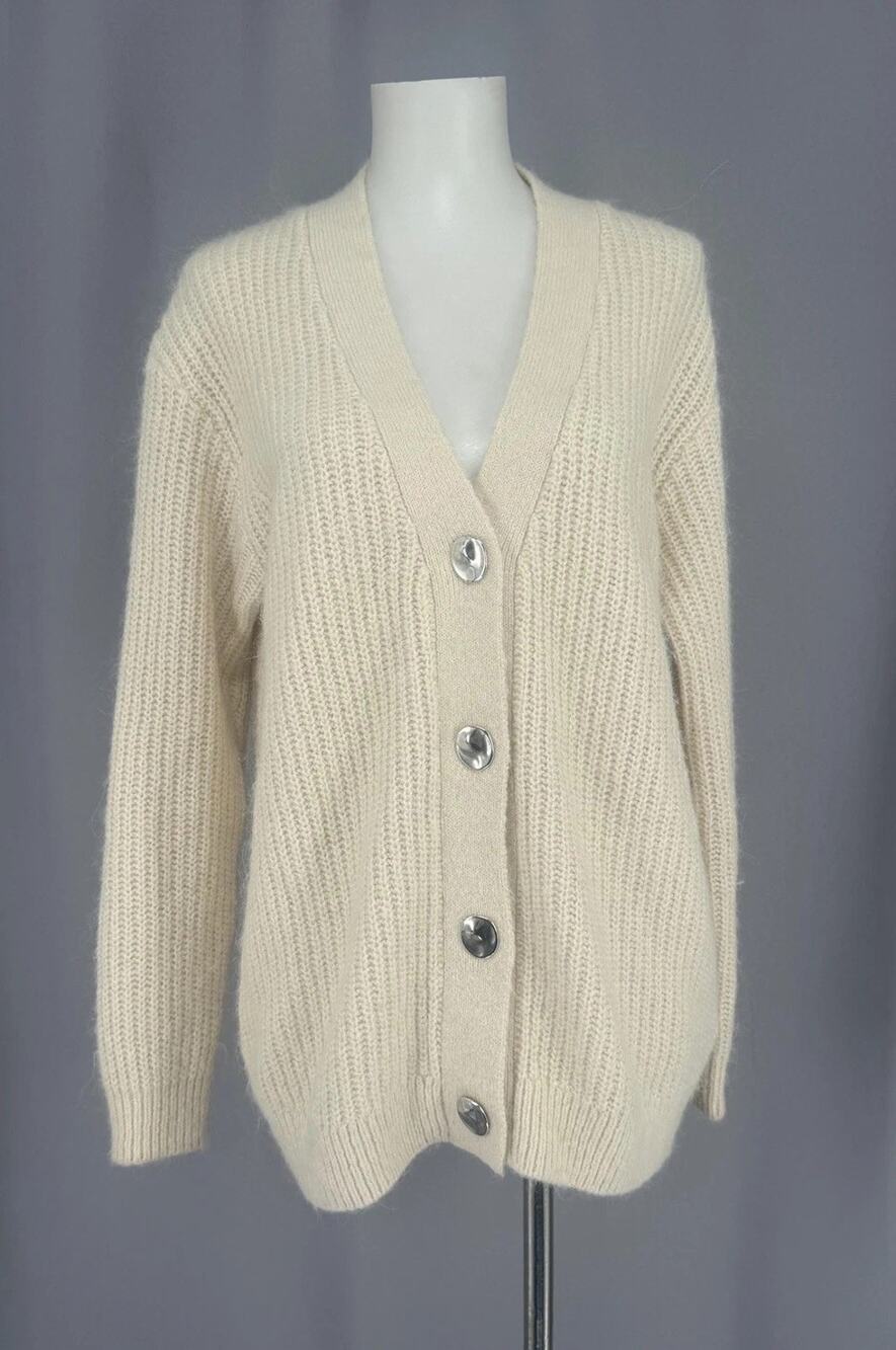 Marine Layer Cardigan Sweater Womens XS Cream Chunky Knit Cozy Oversized Alpaca